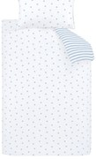 Lenjerie de pat pentru copii albă-albastră din bumbac pentru pat de o persoană 135x200 cm Mini Star & Stripes – Bianca