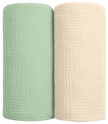 Set 2 paturi pentru bebelusi de vara din muselina dubla 100x100 cm Kidizi Mint, bumbac 100%