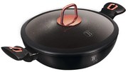 Cratiță marmorată cu capac 30 cm, 4.8 L Berlinger Haus Black Rose Collection BH 7112, neagră, strat titan, compatibilă cu toate plitele