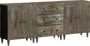 vidaXL Bufete 3 piese gri deschis 60x33,5x75 cm lemn masiv de mango