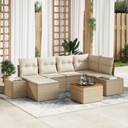 vidaXL Set de canapele pentru grădină 7 pcs Bej și alb