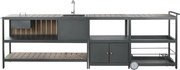 Set bucătărie de exterior din aluminiu și lemn compozit, 236 x 50 x 91 cm, „Isla Outdoor Kitchen Set"