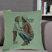 Cadou pentru Mama - Perna Personalizata Super Mom Acuarela, 40x40 cm, Verde, Husa Detasabila, Perna Inclusa, BEKZ®