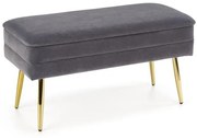 Banca dormitor Velva gri/gold - H37 cm