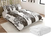 Set 2 bucati Lenjerie cocolino TIRSO gri-alb + CearsaF Cocolino microplus cu elastic SOFT 180x200 cm alb, pat dublu