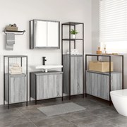 vidaXL Set de mobilier pentru baie cu raft 5 pcs Gri sonoma și Negru