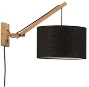 Aplica cu brat directionabil din bambus si abajur din tesatura in, Andes natur/ negru