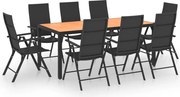 vidaXL Set mobilier de grădină, 9 piese, negru și maro
