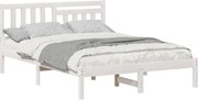 vidaXL Cadru de pat cu headboard Alb 140 x 190 cm Lemn de pin masiv