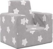 vidaXL Canapea pentru copii, gri deschis cu stele, pluș moale