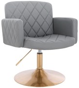 HR802N Scaun Gri din Piele Ecologica cu Bază Aurie