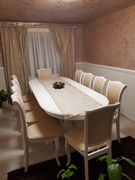 SET LID 84 MASA OVALA CU 10 SCAUNE, IVORY, LEMN, 160 cm restransa / extensibila pana la 280 cm pentru 12 persoane, latime 100