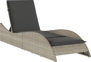 vidaXL Șezlong cu pernă, gri deschis, 60x205x73 cm, poliratan
