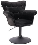 HR804CN Scaun Catifea Neagră cu Bază Neagră