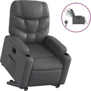 vidaXL Fotoliu rabatabil electric cu ridicare, gri, piele ecologică
