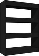vidaXL Bibliotecă/Separator cameră, negru, 80x30x103 cm, lemn compozit