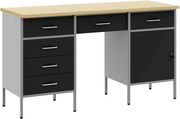 vidaXL Dulap de lucru cu sertar 3 pcs Negru 150 x 55 x 85 cm