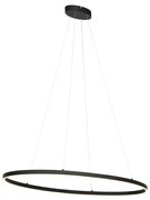 Lampă suspendată de design ovală neagră incluzând LED cu dimmer în 3 trepte - Ovallo