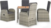 vidaXL Set mobilier de grădină cu perne, 5 piese, gri, poliratan