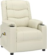 vidaXL Fotoliu de masaj, crem, piele ecologică