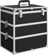 vidaXL Geantă de cosmetice, 37 x 24 x 40 cm, negru, aluminiu