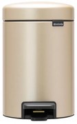 Cos de gunoi cu pedala Brabantia NewIcon 1003195, 3 L, Inchidere lina, Baza antiderapanta, Auriu metalic
