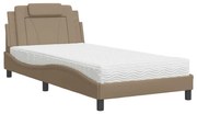 vidaXL Pat cu saltea, cappuccino, 100x200cm piele ecologică