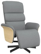 vidaXL Fotoliu rabatabil cu suport de picioare, gri deschis, textil