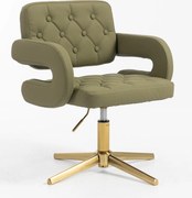 HR8403CROSS Scaun Khaki Piele Ecologica Premium Soft cu Bază Aurie