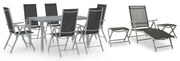 vidaXL Set mobilier de grădină, 10 piese, negru și argintiu