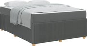 vidaXL Cadru de pat cu saltea Gri închis 140 x 200 cm țesătură
