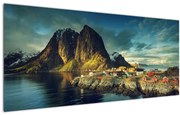 Tablou cu sat de pescari din Norvegia (120x50 cm)