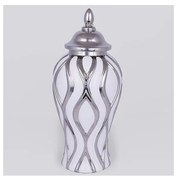 Vază ceramică 35x18,5 cm argintiu/alb