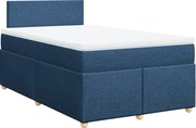 vidaXL Pat box spring cu saltea, albastru, 120x200 cm, textil