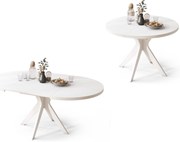 Mazzoni RENZO Alb - MASĂ ROTUNDĂ Ø110 EXTENSIBILĂ PÂNĂ LA 180 cm | PENTRU BUCĂTĂRIE SUFRAGERIE LIVING RETRO