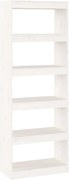 vidaXL Bibliotecă/Separator cameră, alb, 60x30x167,5cm, lemn masiv pin