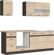 Set bucatarie JUNONA LINE, stejar sonoma/wenge, PAL, 220 cm, cu blat s