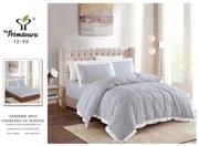 Lenjerie De Pat Dublu 4 Piese Cu Volanase Si Fluturi -  Gri Deschis