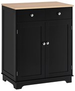 HOMCOM Mobila de depozitare bufet pentru living cu dulapuri, 2 sertare si rafturi reglabile, 68x40,3x85cm, negru si lemn natural | Aosom Romania