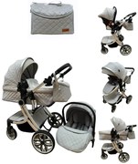 Carucior 3 in 1 cu landou transformabil in parte sport si scoica auto 0-36 luni, Gri - CPC-53-gri