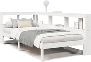 vidaXL Pat cu bibliotecă fără saltea, alb, 75x190 cm, lemn masiv pin