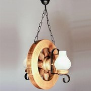 Candelabru rustic fabricat manual din lemn diam.30cm, 2 brate Roata WOOD-RO-SP2D30