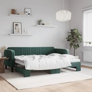 vidaXL Pat de zi cu extensie, verde închis, 80x200 cm, catifea