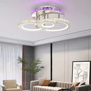 Lustra LED Cu Telecomanda, Elit's, Cristal, 3Cercuri, Alb, 80W RGB