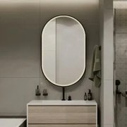 Oglindă de baie LED Elit’s Premium cu dezaburire – 50 × 90 cm, ramă neagră