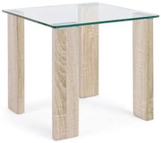 Masuta de cafea, transparenta / crem, din MDF si sticla temperata, New Arley Nature Bizzotto