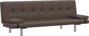 vidaXL Canapea extensibilă cu două perne, maro, piele ecologică