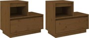 vidaXL Noptiere, 2 buc, maro miere, 60x34x51 cm, lemn masiv de pin