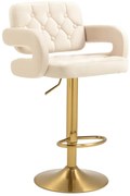 Scaun bar, înălțime reglabilă, rotativ, suport picioare, catifea, Bej