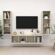 vidaXL Set de dulapuri TV, 3 piese, stejar sonoma, lemn prelucrat